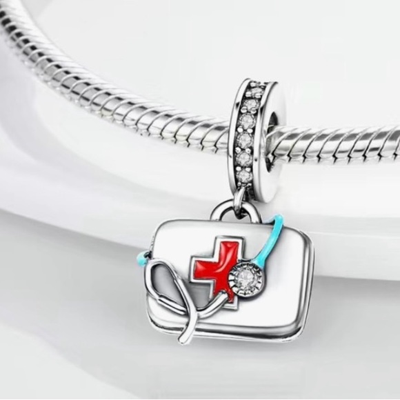 Pandora Medicine Bag Stethoscope Charm Pendant Silver Fit Bracelet - Picture 2 of 4
